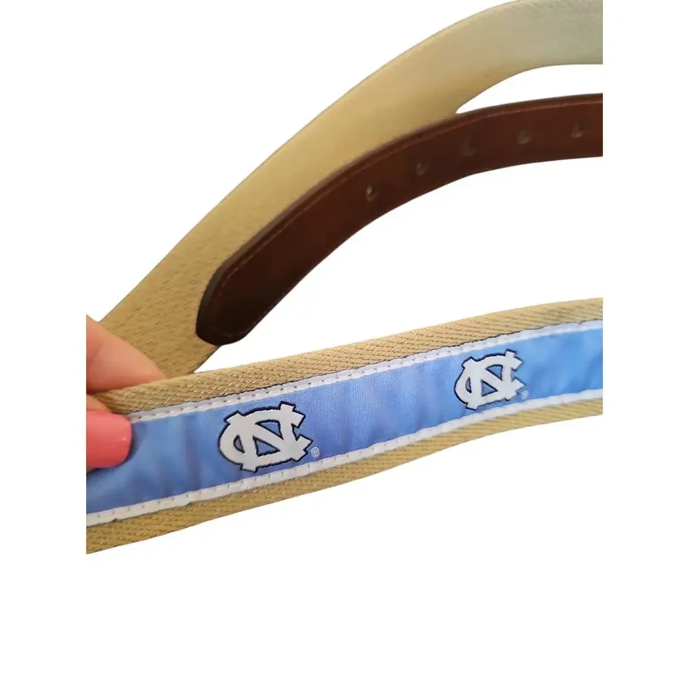 UNC Tarheels Logo leather belt sz 40 waist Silver Brass buckle new